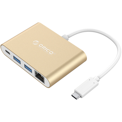 Cáp Chuyển Đổi Orico USB Type-C To Gigabit LAN + USB Type-C + 2 x USB 3.0 (RCR2A-GD)