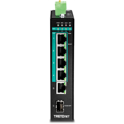 Bộ Chuyển Đổi Quang Điện TrendNet 6-Port Hardened Industrial Gigabit PoE+ Layer 2 Managed DIN-Rail Switch (TI-PG541i)