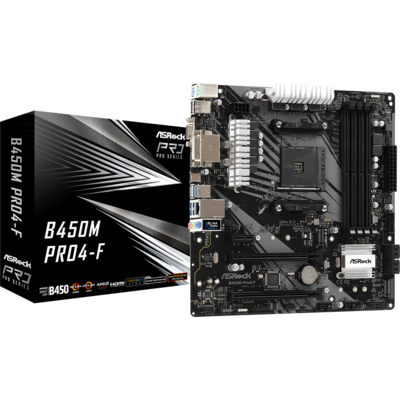 Bo Mạch Chủ ASRock B450M Pro4-F - Socket AMD AM4 (90-MXBAB0-A0UAYZ)