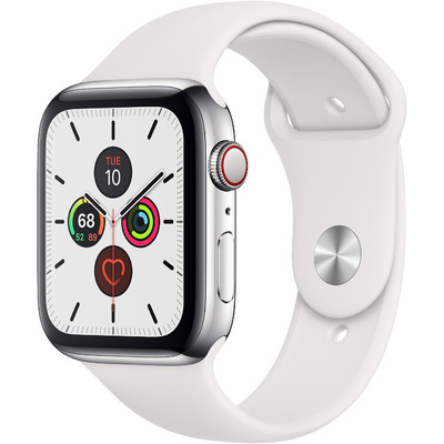 Đồng Hồ Thông Minh Apple Watch Series 5 GPS + Cellular 44mm Viền Thép Dây Cao Su (MWWF2VN/A)