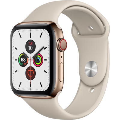 Đồng Hồ Thông Minh Apple Watch Series 5 GPS + Cellular 44mm Viền Thép Dây Cao Su (MWWH2VN/A)