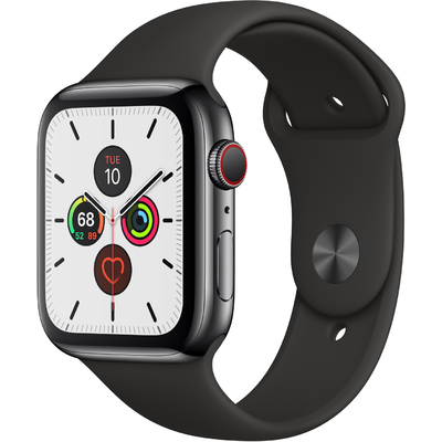 Đồng Hồ Thông Minh Apple Watch Series 5 GPS + Cellular 44mm Viền Thép Dây Cao Su (MWWK2VN/A)