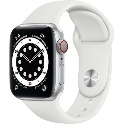 Đồng Hồ Thông Minh Apple Watch Series 6 GPS + Cellular 40mm Silver Viền Nhôm Dây Cao Su (M06M3VN/A)