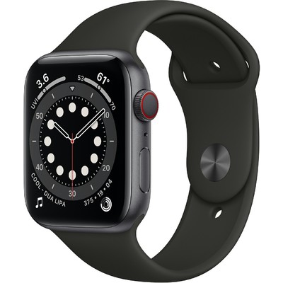 Đồng Hồ Thông Minh Apple Watch Series 6 GPS + Cellular 44mm Space Gray Viền Nhôm Dây Cao Su (MG2E3VN/A)