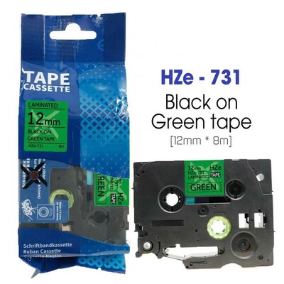 Giấy In Nhãn Black On Green 12mm x 8m (HZe-731)