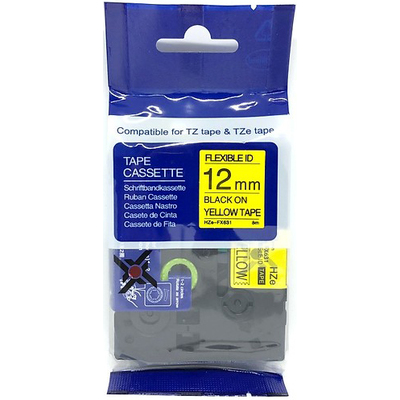 Giấy In Nhãn Black On Yellow 12MM x 8M (HZe-FX631)