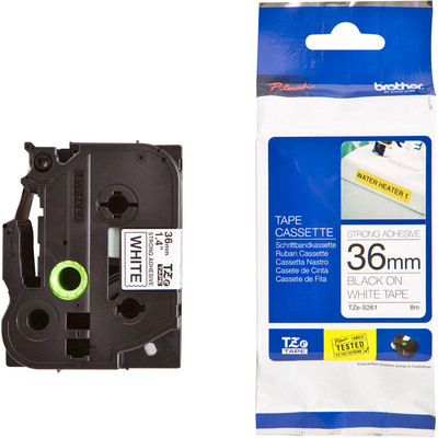 Giấy In Nhãn Brother Chữ Đen Nền Trắng Siêu Dính - Khổ 36mm x Dài 8M (TZe-S261)