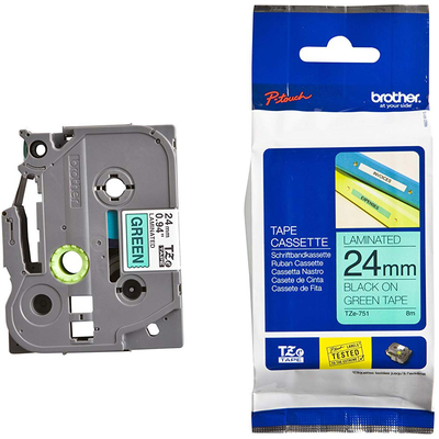 Giấy In Nhãn Brother Chữ Đen Nền Xanh - Khổ 24mm x Dài 8M (TZe-751)