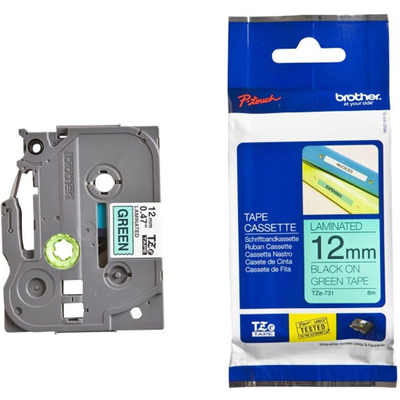 Giấy In Nhãn Brother Chữ Đen Nền Xanh - Rộng 12mm x Dài 8M (TZe-731)