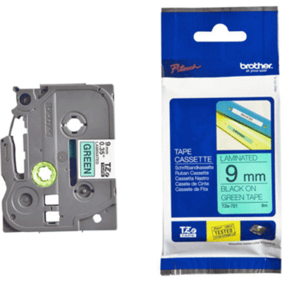Giấy In Nhãn Brother Chữ Đen Nền Xanh - Rộng 9mm x Dài 8M (TZe-721)