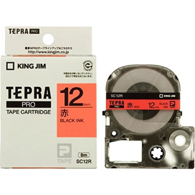 Giấy In Nhãn Tepra SC12R (Chữ Đen Nền Đỏ - Khổ 12mm)