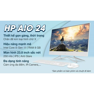 Máy Tính Đồng Bộ HP 24-df1028d AIO Core i5-1135G7/8GB RAM/512GB SSD/23.8"FHD Touch/Win 11 Home (4B6E1PA)