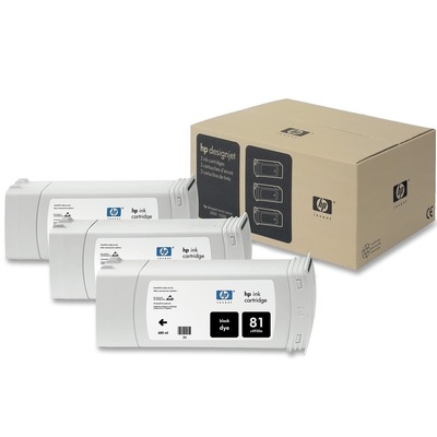 Mực In HP 81 3-pack 680-ml Black DesignJet Dye Ink Cartridges (C5066A)