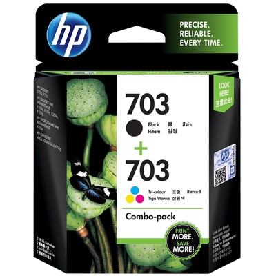 Mực In Phun HP 703 2-pack Black/Tri-color Original Ink Advantage Cartridges (F6V32AA)