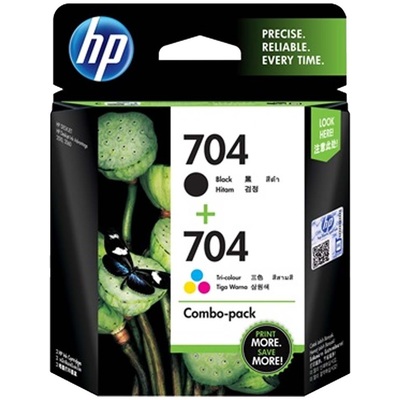 Mực In Phun HP 704 2-Pack Black/Tri-Color Original Ink Advantage Cartridges (F6V33AA)