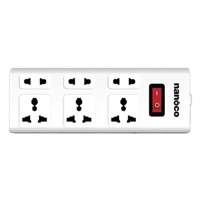 Ổ Cắm Điện Nanoco 3 Ổ Đa Năng + 2 Ổ 2 Chấu + Công Tắc (NES3332-3S1)