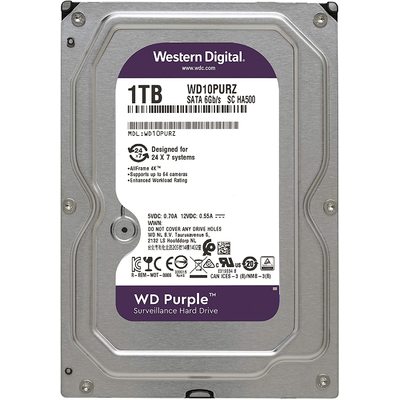 Ổ Cứng Camera WD Purple 1TB SATA 5400RPM 64MB Cache 3.5" (WD10PURZ)