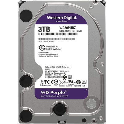 Ổ Cứng Camera WD Purple 3TB SATA 5400RPM 64MB Cache 3.5" (WD30PURZ)