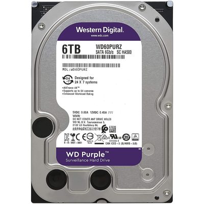 Ổ Cứng Camera WD Purple 6TB SATA 5400RPM 64MB Cache 3.5" (WD60PURZ)