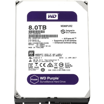 Ổ Cứng Camera WD Purple 8TB SATA 5400RPM 128MB Cache 3.5" (WD80PURZ)