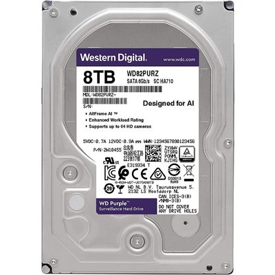 Ổ Cứng Camera WD Purple 8TB SATA 7200RPM 256MB Cache 3.5" (WD82PURZ)