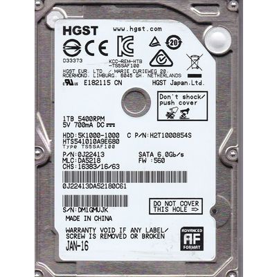 Ổ Cứng HDD 2.5" HGST Travelstar Z5K1000 1TB 5400RPM 32MB Cache (0J22413)