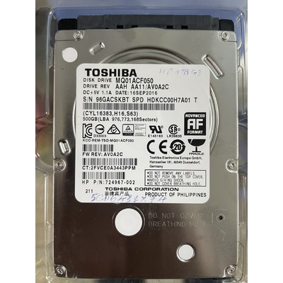 Ổ Cứng HDD 2.5" Toshiba 500GB SATA 7200RPM 16MB Cache (MQ01ACF050)