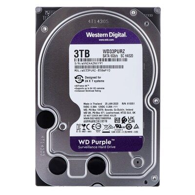 Ổ Cứng HDD 3.5" WD Purple 3TB 256MB Cache 5400RPM (WD33PURZ)