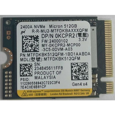 Ổ Cứng SSD Micron 512GB 2400A NVMe M.2 (0KCPR2)