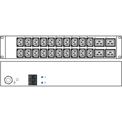 Thanh Nguồn PDU Austin Hughes InfraPower 20 C13 Outlets + 4 C19 Outlets 32A 230V MCB 2U (H20C13/4C19-32A/CR_EN/3B-1)
