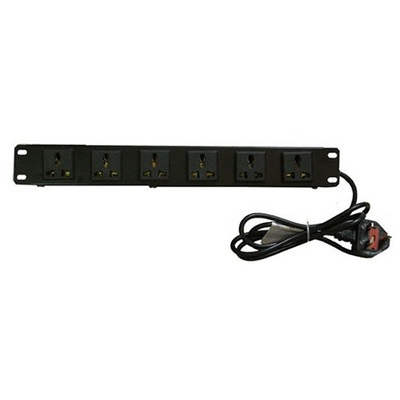 Thanh Nguồn PDU EKORACK 6 ổ cắm đa năng, tổng 16A, phích cắm C14, MCB (ERPW6UNV16C14M)