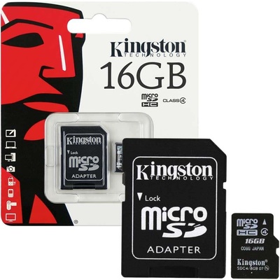Thẻ Nhớ Kingston 16GB microSDHC Class 4 + SD Adapter (SDC4/16GB)