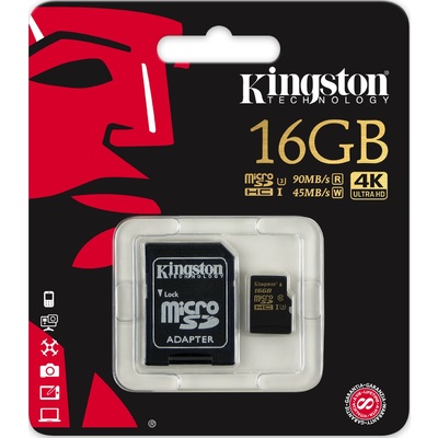 Thẻ Nhớ Kingston 16GB microSDHC Gold UHS-I Speed Class 3 + SD Adapter (SDCG/16GB)