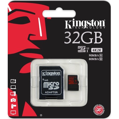Thẻ Nhớ Kingston 32GB microSDHC UHS-I Class 10 + SD Adapter (SDCA10/32GB)