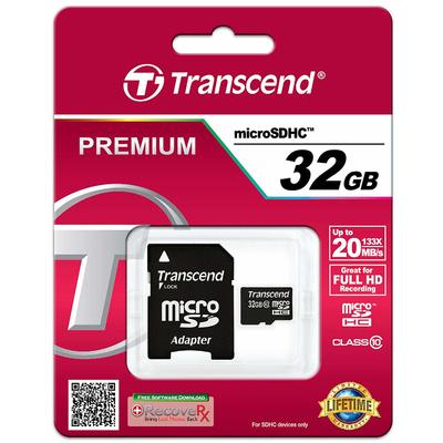 Thẻ Nhớ Transcend 32GB microSDHC Class 10 + SD Adapter (TS32GUSDHC10)