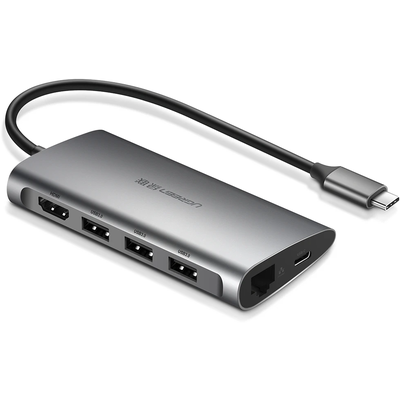 Thiết Bị Chuyển Đổi UGreen USB Type-C To HDMI/Hub USB 3.0/SD/TF/Lan Gigabit (50538)