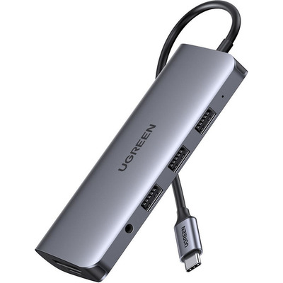 Thiết Bị Chuyển Đổi UGreen USB-C To HDMI + VGA + LAN 1Gbps + Hub USB 3.0 + SD/TF + Audio (80133)