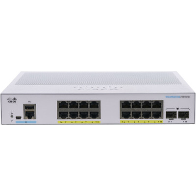 Thiết Bị Chuyển Mạch Cisco 16-Port PoE+ 120W, 2 Gigabit SFP (CBS250-16P-2G-EU)