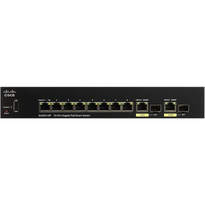Thiết Bị Chuyển Mạch Cisco SG250-10P 10-Port Gigabit PoE Smart Switch (SG250-10P-K9-EU)