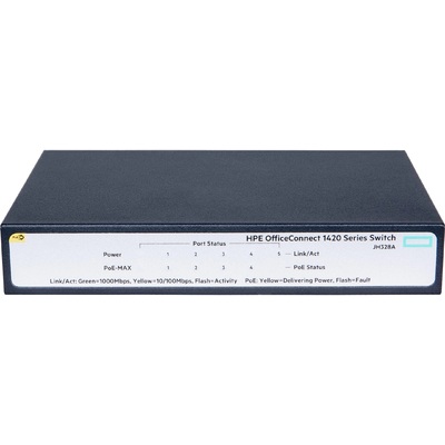 Thiết Bị Chuyển Mạch HPE OfficeConnect 1420 5-Port Gigabit PoE+ 32W (JH328A)