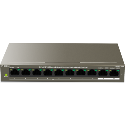 Thiết Bị Chuyển Mạch IP-COM 8-Port 10/100Mbps + 2 Gigabit Desktop Switch With 8-Port PoE (F1110P-8-102W)