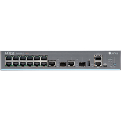 Thiết Bị Chuyển Mạch Juniper 12-Port PoE+ 10/100/1000Base-T + 2 Dual-Purpose (EX2200-C-12P-2G)