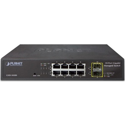 Thiết Bị Chuyển Mạch Planet Managed 8-Port 10/100/1000Mbps + 2-Port 100/1000X SFP (GSD-1020S)