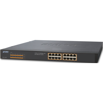 Thiết Bị Chuyển Mạch Planet Unmanaged 16-Port 10/100Mbps PoE (FNSW-1600P)
