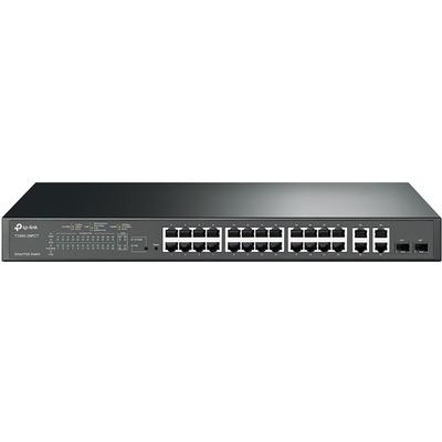 Thiết Bị Chuyển Mạch TP-Link Smart 24-Port 10/100Mbps + 4-Port Gigabit PoE+ T1500-28PCT (TL-SL2428P)