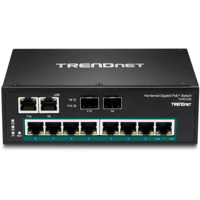 Thiết Bị Chuyển Mạch TrendNet DIN-Rail 10-Port Industrial Gigabit PoE+ (TI-PG102)