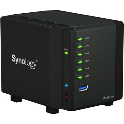 Thiết Bị Lưu Trữ NAS Synology  Marvell Armada 385 88F6820/512MB DDR3/4-Bay (DS416slim)